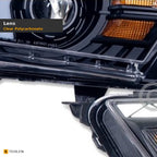 2010-2014 Ford Mustang Full LED Projector Headlights w/ LED Light Bar — Black — detail