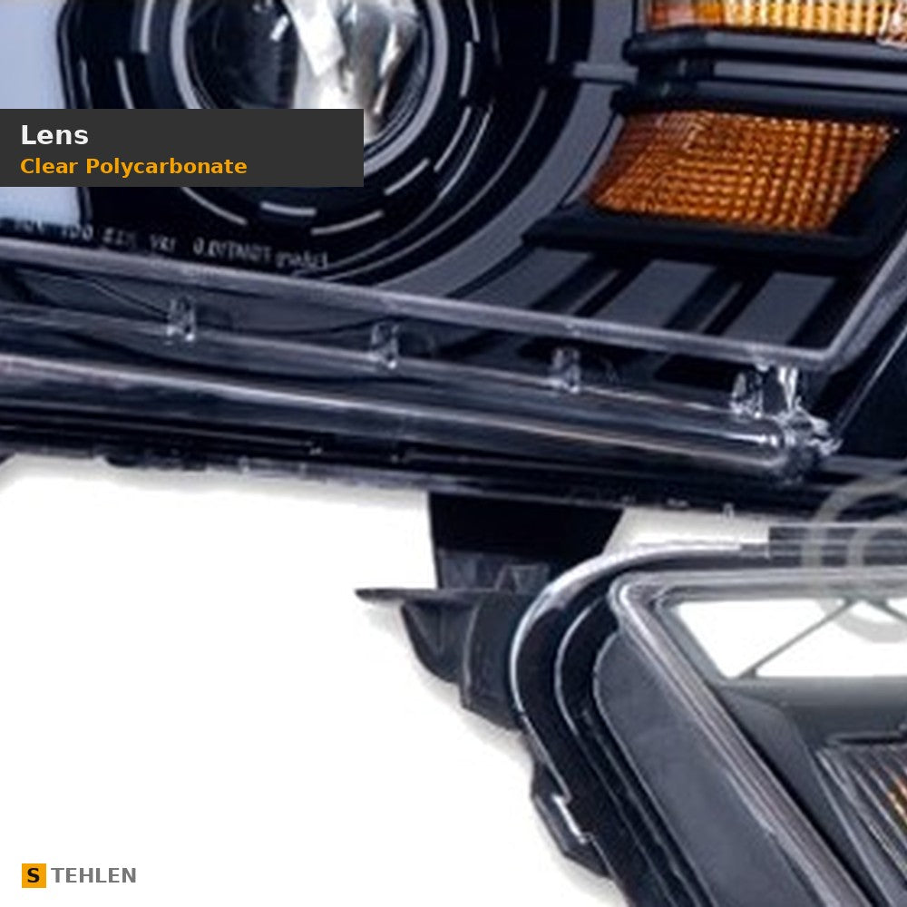 2010-2014 Ford Mustang Full LED Projector Headlights w/ LED Light Bar — Black — detail
