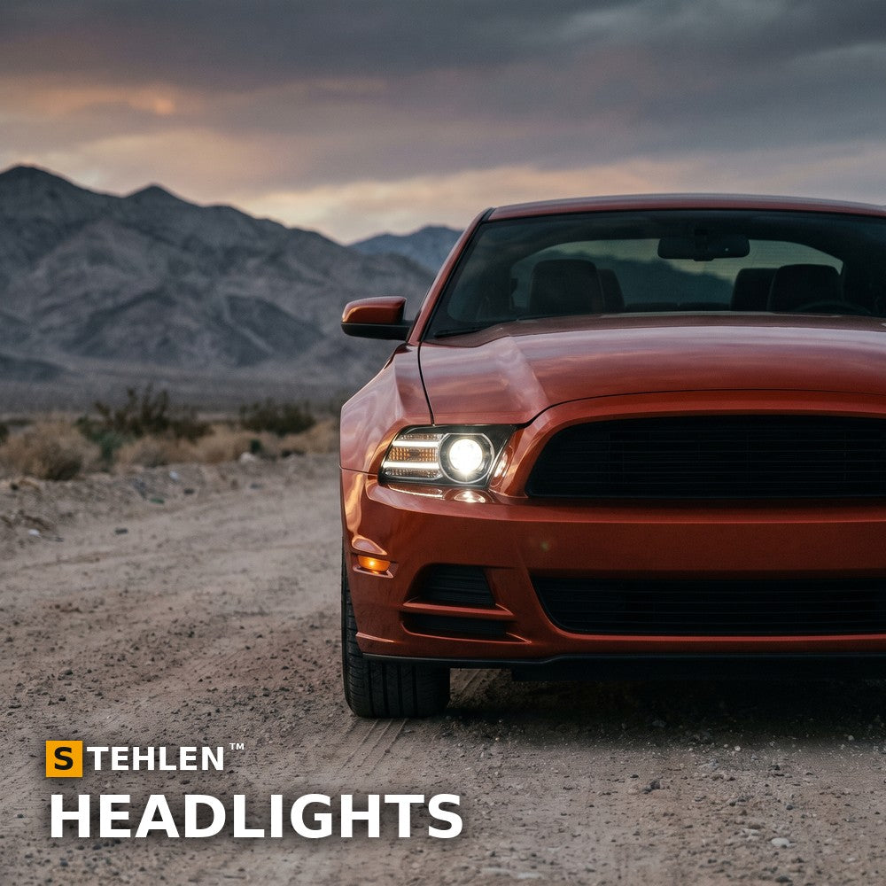 2010-2014 Ford Mustang Full LED Projector Headlights w/ Sequential LED Bar — Black — installed