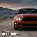2010-2014 Ford Mustang Full LED Projector Headlights w/ Sequential LED Bar — Black — installed