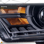2010-2014 Ford Mustang Full LED Projector Headlights w/ Sequential LED Bar — Black — detail