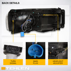 02-05 Dodge Ram Full LED Projector Headlights w/ Light Bar - Black