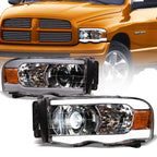 02-05 Dodge Ram Full LED Projector Headlights Chrome - LED Bar