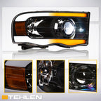 02-05 Dodge Ram Full LED Projector Headlights Sequential Signal - Black