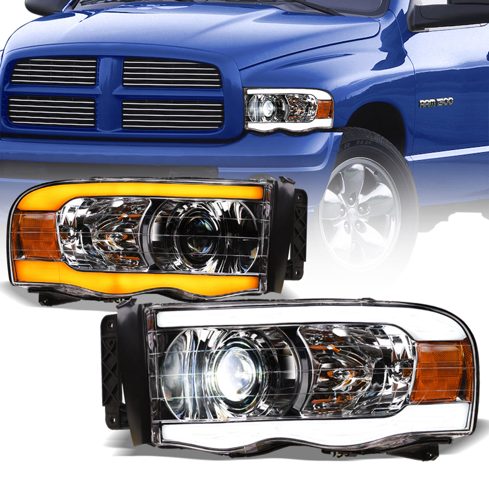 02-05 Dodge Ram Full LED Projector Headlights Sequential Signal Chrome