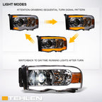 02-05 Dodge Ram Full LED Projector Headlights Sequential Signal Chrome
