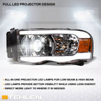 02-05 Dodge Ram Full LED Projector Headlights Sequential Signal Chrome