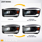 06-08 Dodge Ram Full LED Projector Headlights Black - DGPU06C.06