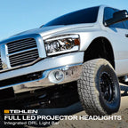 06-08 Dodge Ram Full LED Projector Headlights Chrome - DGPU06C