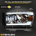 06-08 Dodge Ram Full LED Projector Headlights Chrome - DGPU06C