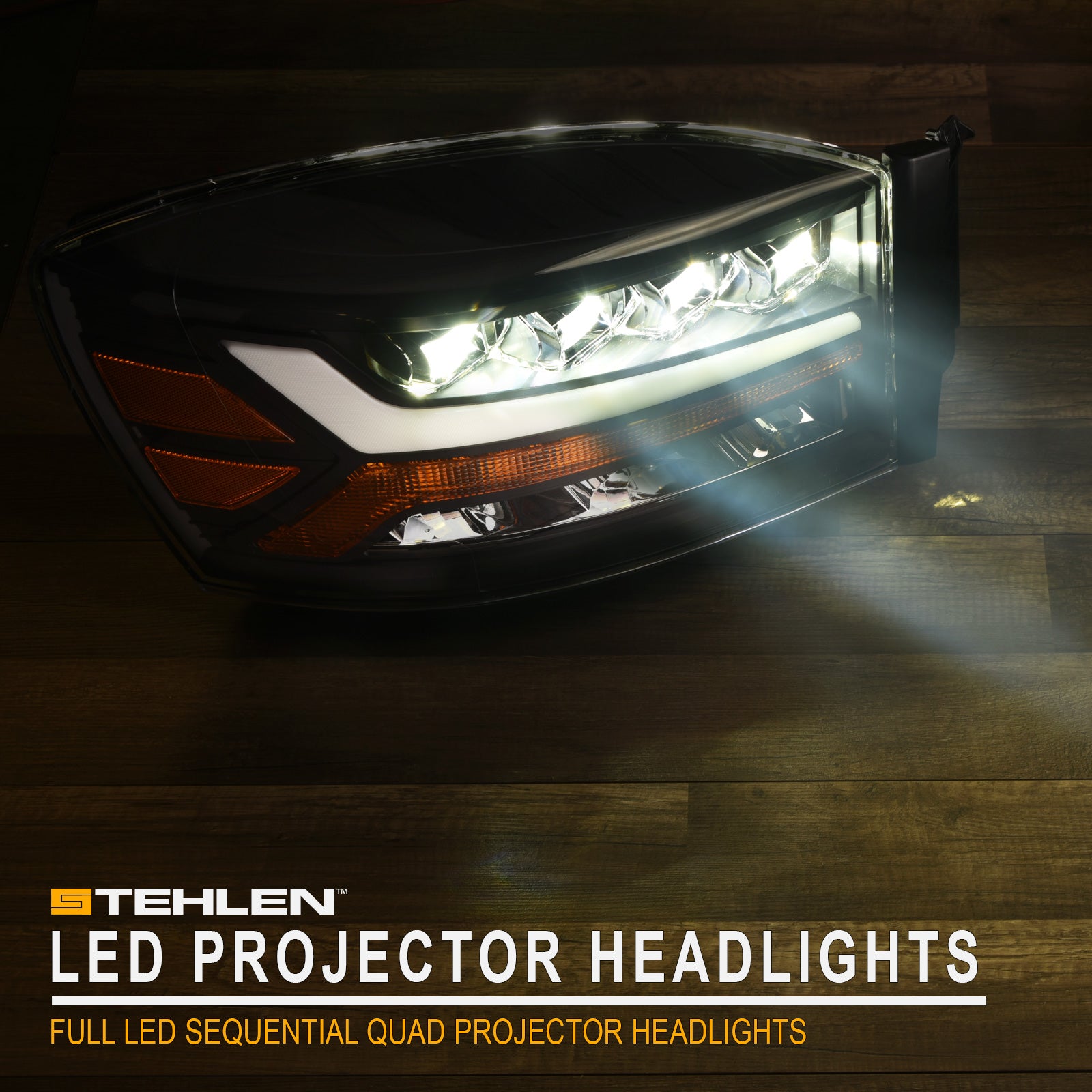 2006-2009 Dodge Ram Full LED Projector Headlights Black