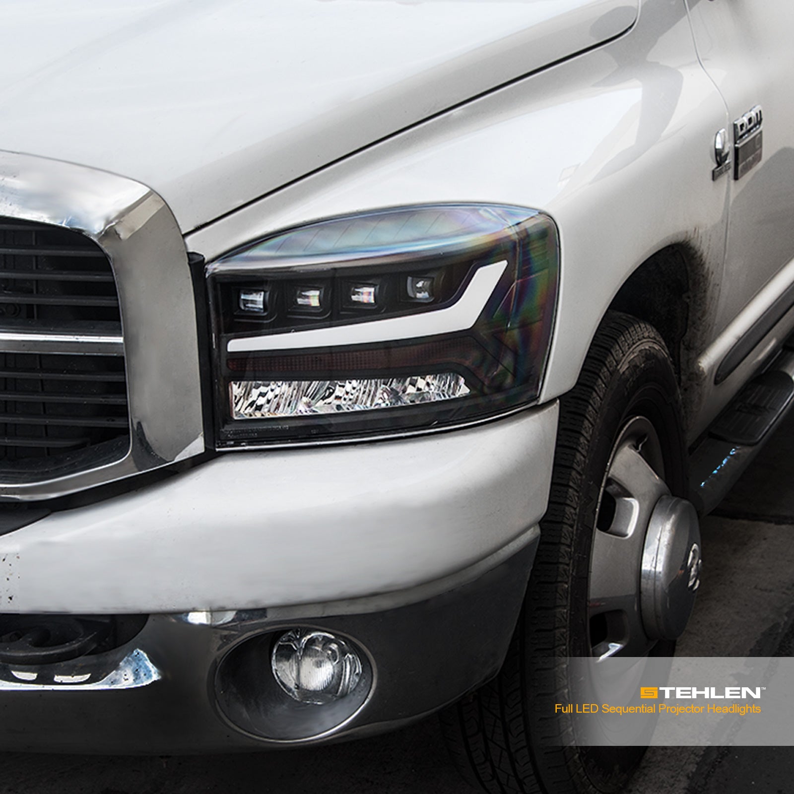 2006-2009 Dodge Ram Full LED Projector Headlights Black