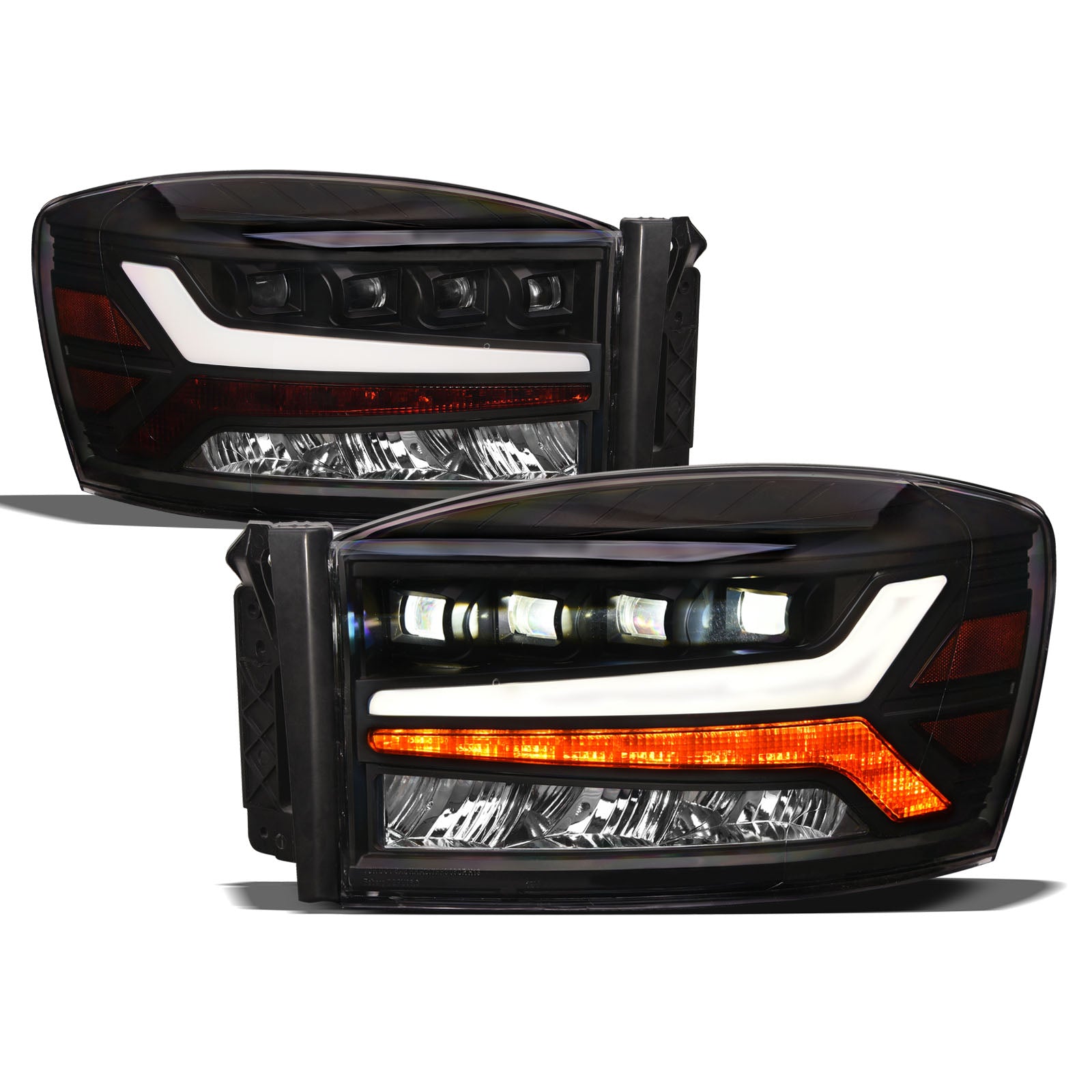 2006-2009 Dodge Ram Full LED Projector Headlights Black