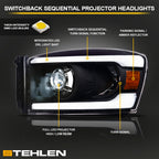 06-08 Dodge Ram Full LED Projector Headlights Sequential Signal - Black