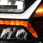 2007-2013 GMC Sierra 1500 & 2007-2014 2500/3500 HD Full LED Projector Headlights — Black w/ Amber — detail