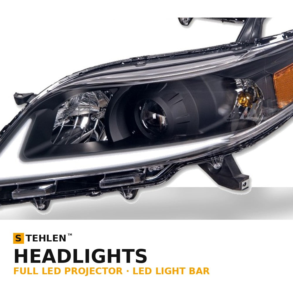2011-2020 Toyota Sienna Full LED Projector Headlights w/ LED Light Bar — Black