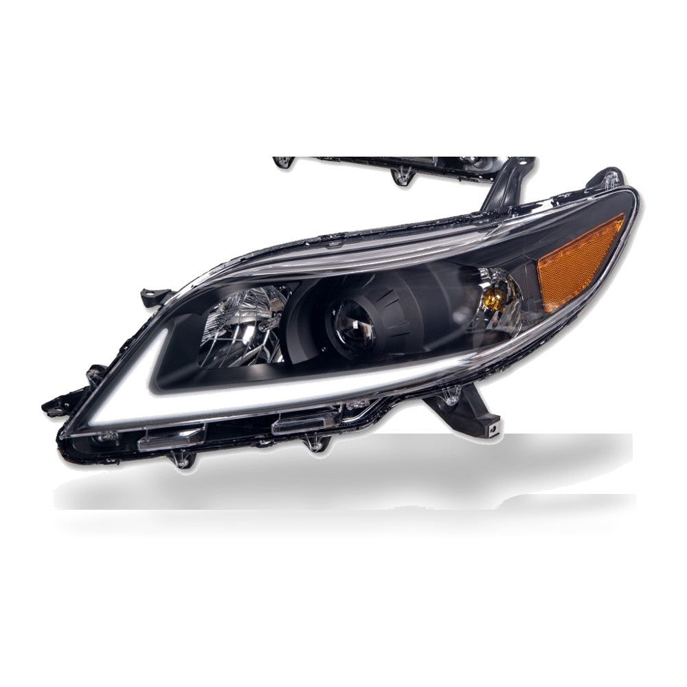2011-2020 Toyota Sienna Full LED Projector Headlights w/ LED Light Bar — Black — product view