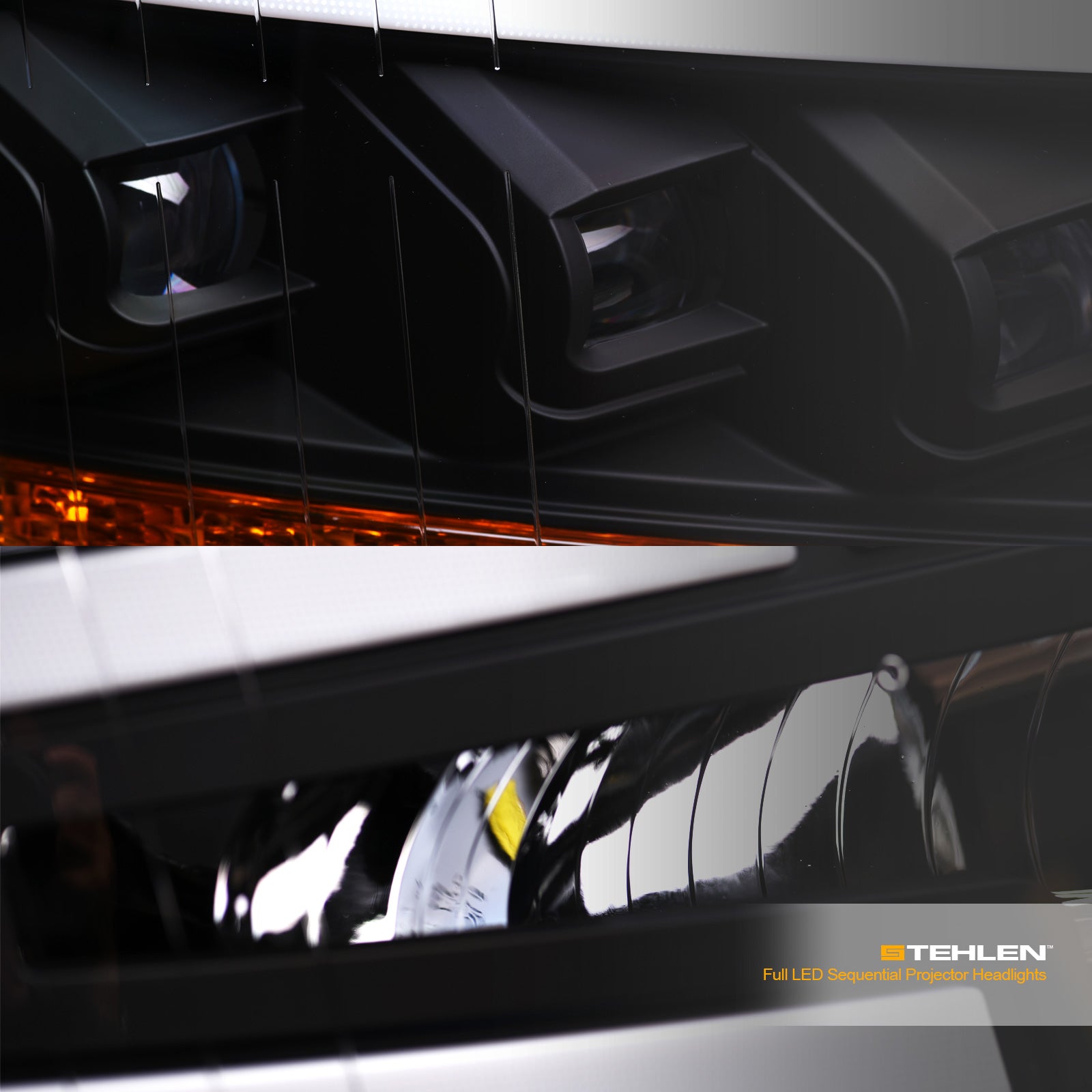 2007-2014 Chevrolet Silverado Full LED Projector Headlights w/Amber - Black