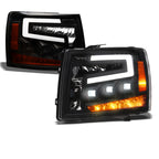 2007-2014 Chevrolet Silverado Full LED Projector Headlights w/Amber - Black