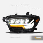 2016-2023 Toyota Tacoma Full LED Projector Headlights Amber - Black