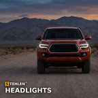 2016-2023 Toyota Tacoma Full LED Projector Headlights (Factory LED DRL Models) — Black w/ Amber — installed