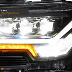 2016-2023 Toyota Tacoma Full LED Projector Headlights (Factory LED DRL Models) — Black w/ Amber — detail