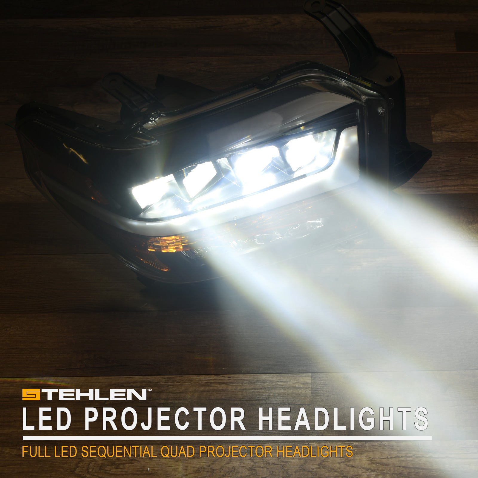 2014-2021 Toyota Tundra Full LED Projector Headlights Black Amber