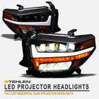 2014-2021 Toyota Tundra Full LED Projector Headlights Black Amber