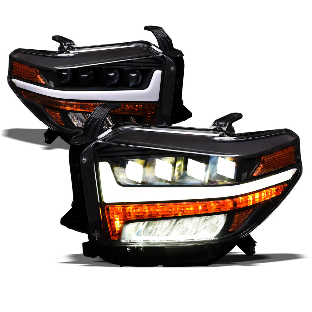 2014-2021 Toyota Tundra Full LED Projector Headlights Black Amber
