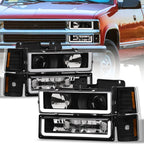 1994-2000 Chevrolet C/K Series Projector Headlights 8PC Set - Black