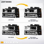 1994-2000 Chevrolet C/K Series Projector Headlights 8PC Set - Black