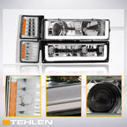 1994-2000 Chevrolet C/K Series Projector Headlights 8PC Set - Chrome