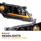 2007-2009 Toyota Camry Projector Headlights w/ Sequential LED Bar — Black