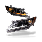 2007-2009 Toyota Camry Projector Headlights w/ Sequential LED Bar — Black — product view