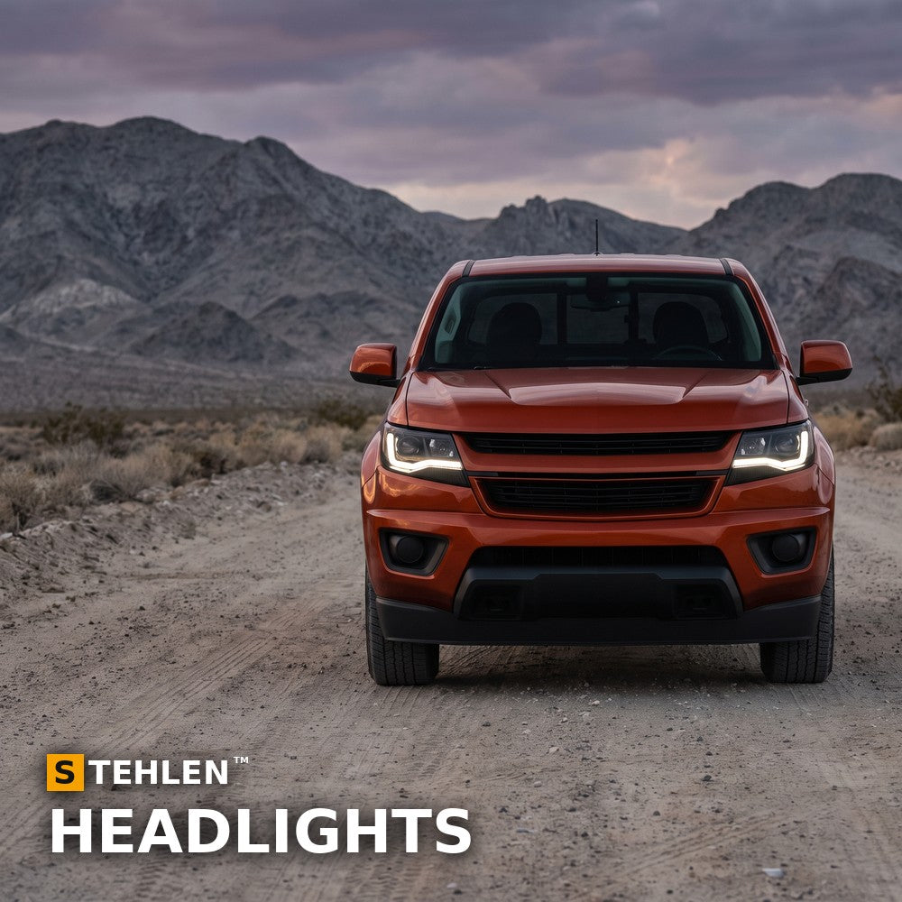2015-2022 Chevrolet Colorado Projector Headlights w/ LED Light Bar — Black — installed