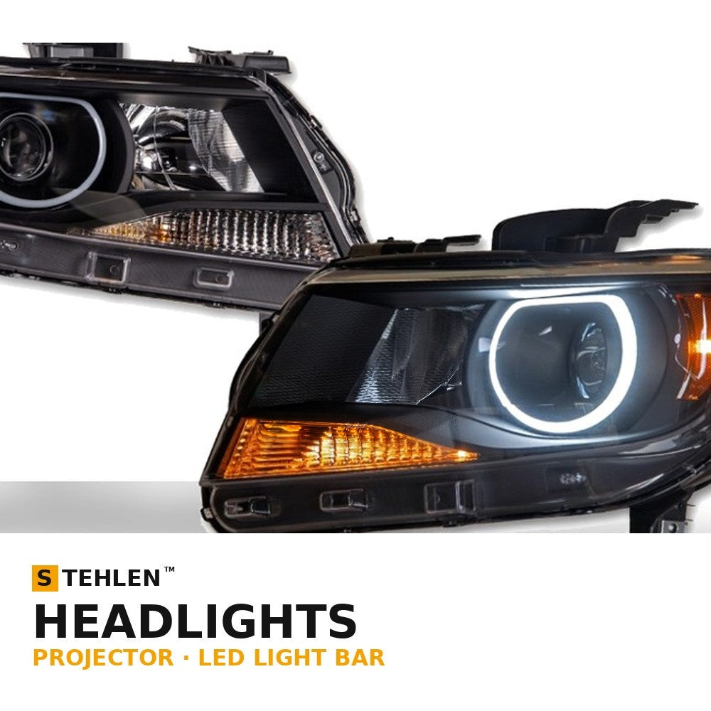 2015-2022 Chevrolet Colorado Projector Headlights w/ LED Light Bar — Black