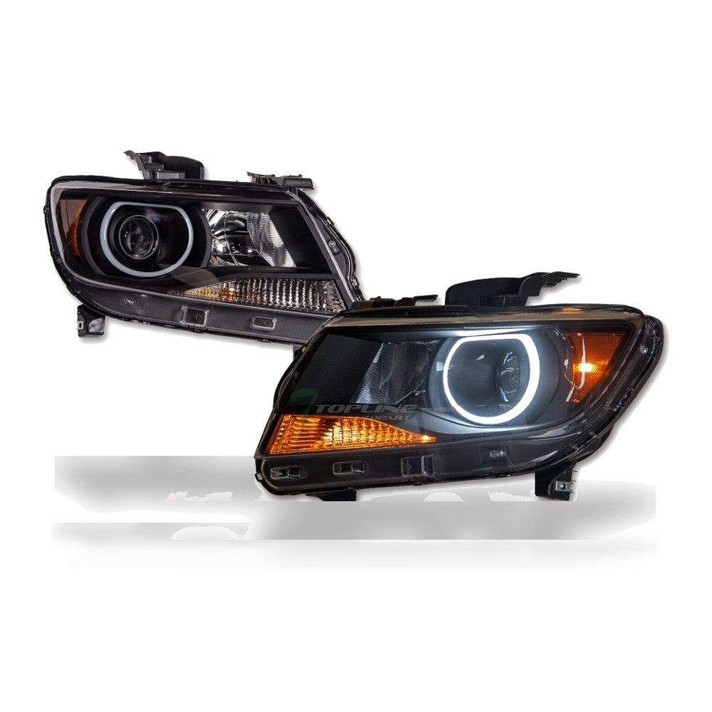 2015-2022 Chevrolet Colorado Projector Headlights w/ LED Light Bar — Black — product view
