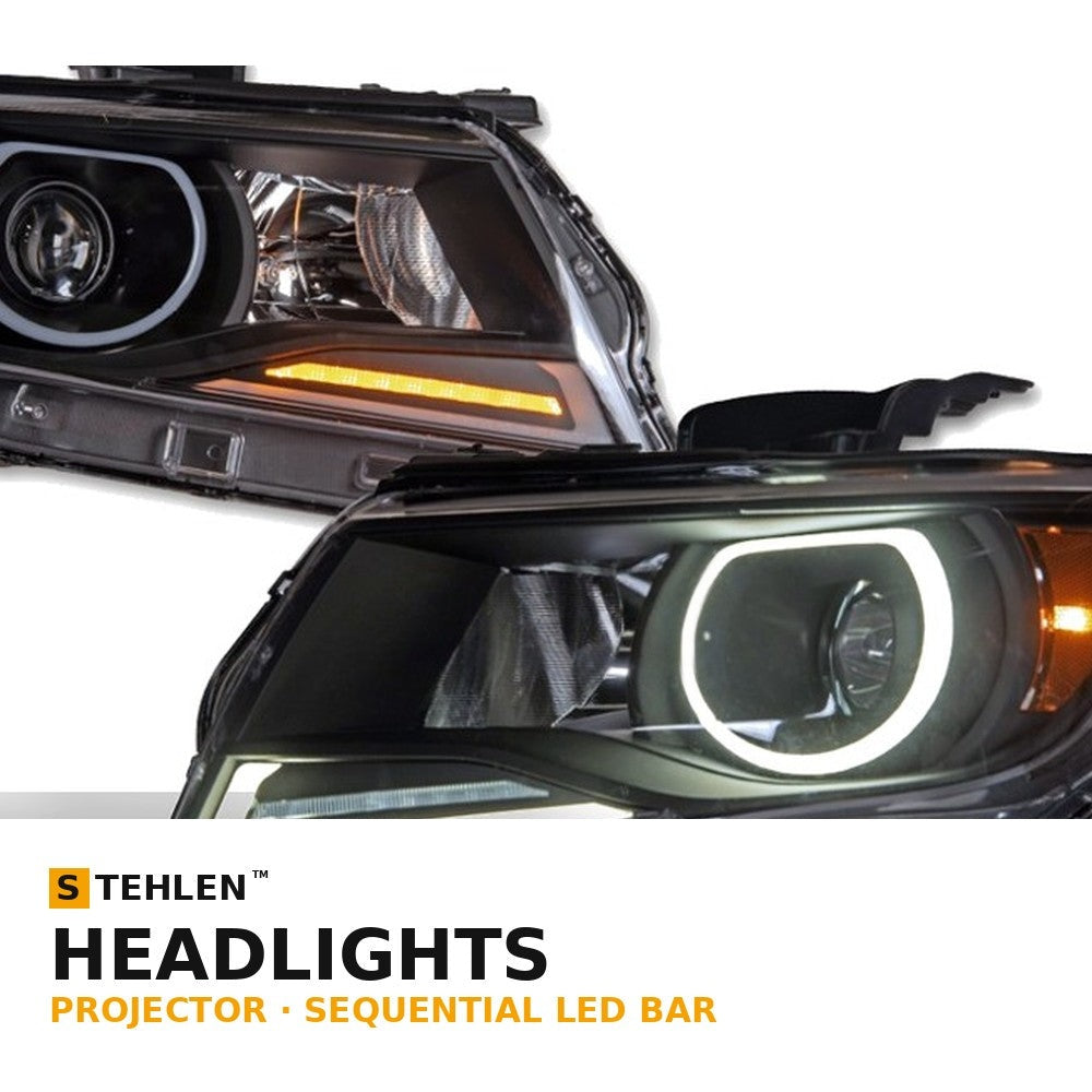 2015-2022 Chevrolet Colorado Projector Headlights w/ Sequential LED Bar — Black