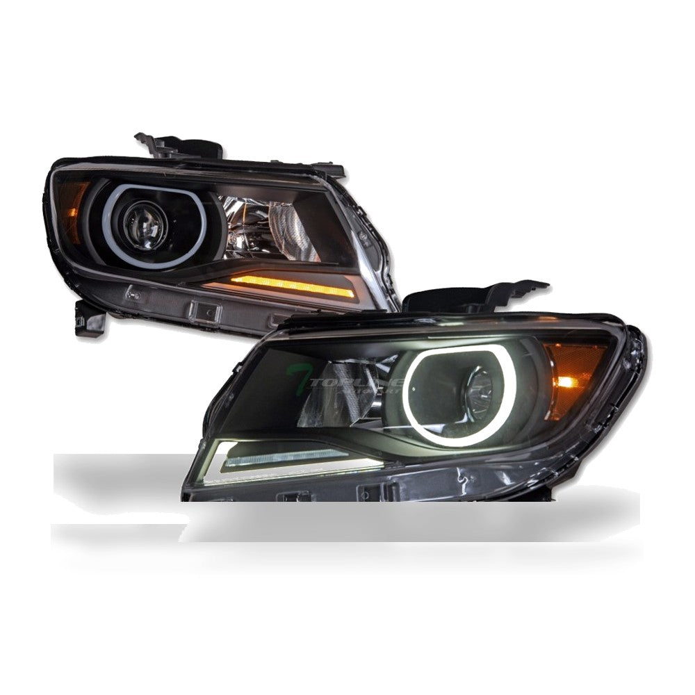 2015-2022 Chevrolet Colorado Projector Headlights w/ Sequential LED Bar — Black — product view