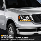 04-08 Ford F-150 LED Halo Projector Headlights Black - FDPU04B1.06