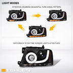 04-08 Ford F-150 LED Halo Projector Headlights Black - FDPU04B1.06