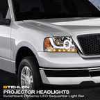 04-08 Ford F-150 LED Halo Projector Headlights Chrome - FDPU04B1
