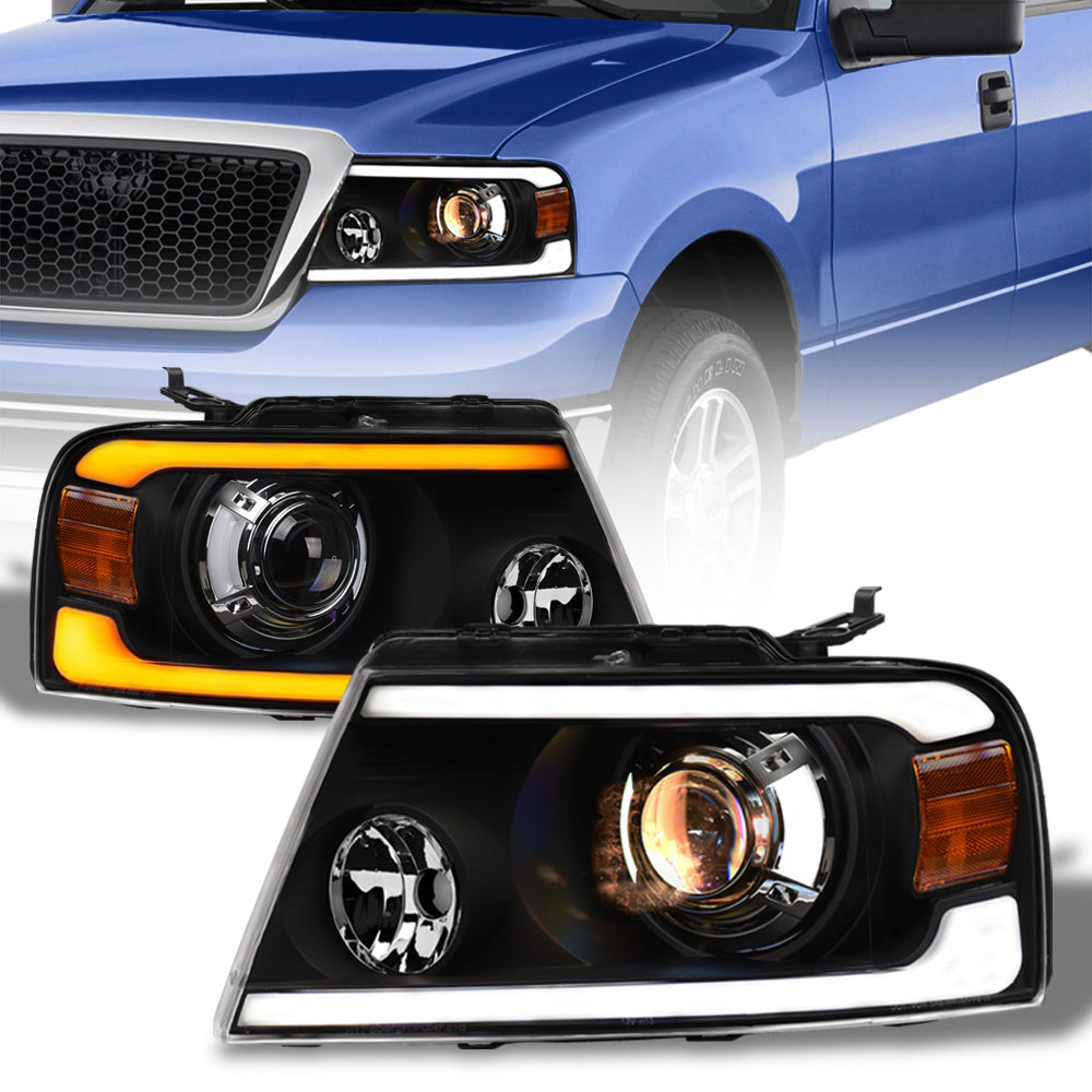 04-08 Ford F-150 Projector Headlights Sequential LED - Black