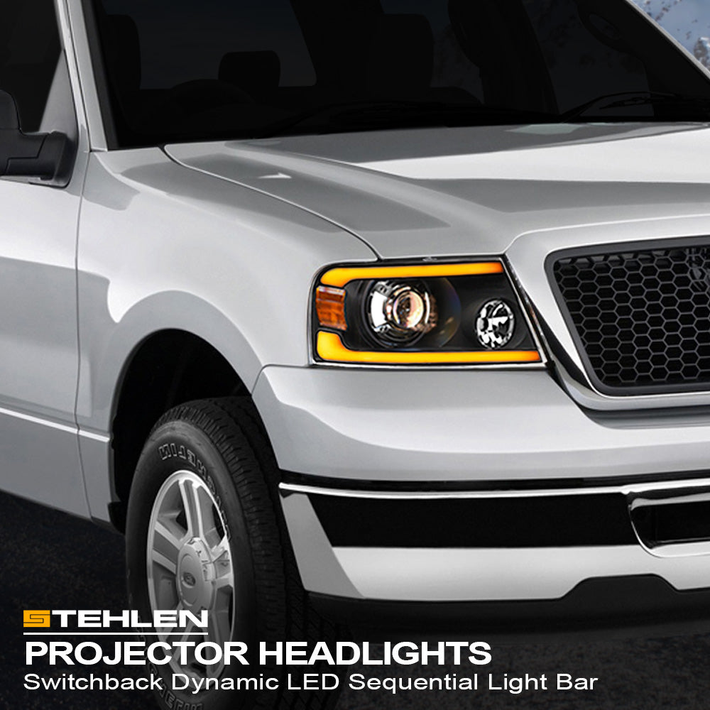 04-08 Ford F-150 Projector Headlights Sequential LED - Black