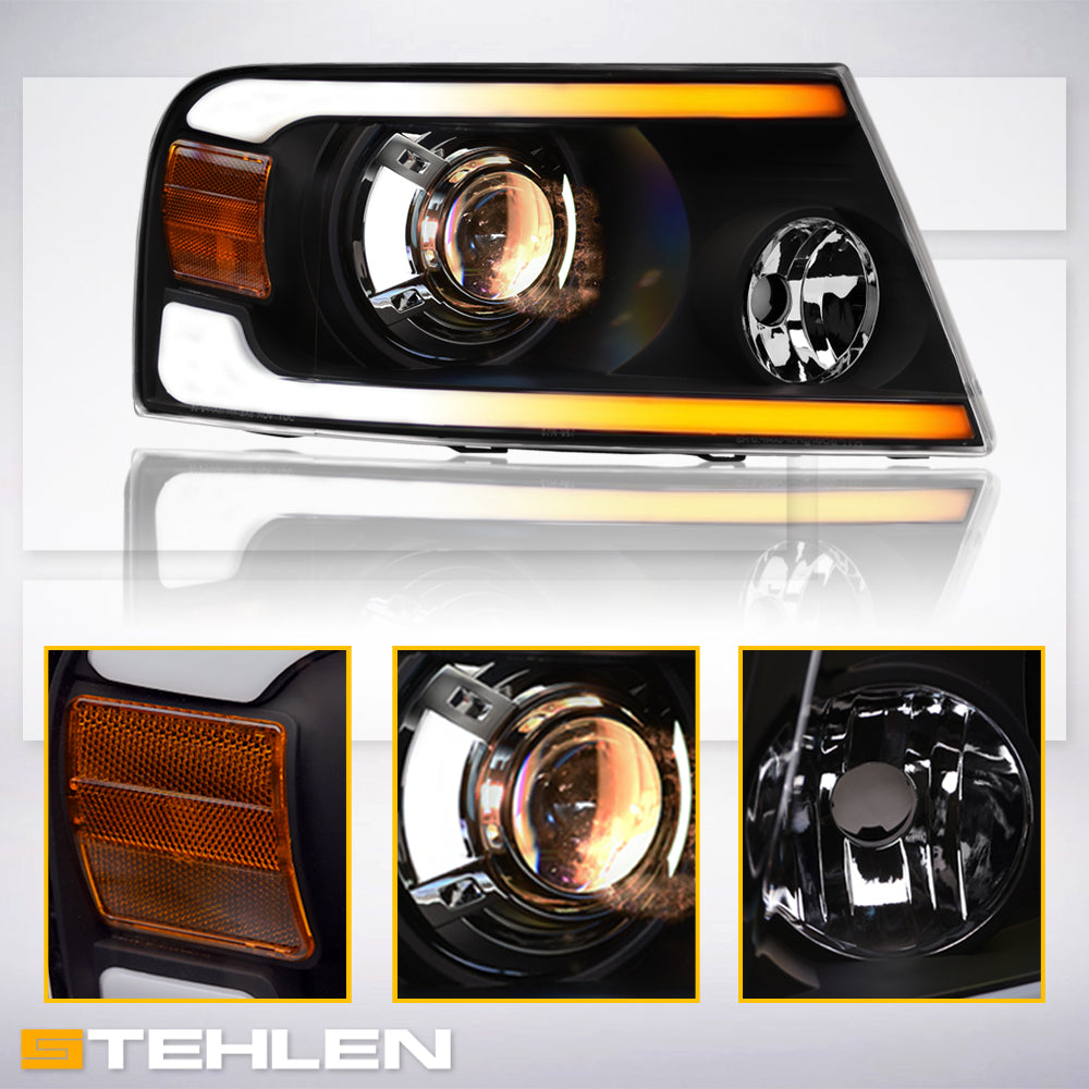 04-08 Ford F-150 Projector Headlights Sequential LED - Black