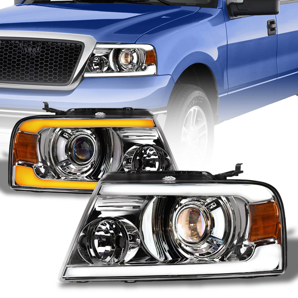04-08 Ford F-150 Projector Headlights Sequential LED Chrome