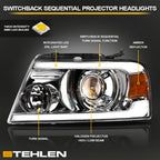 04-08 Ford F-150 Projector Headlights Sequential LED Chrome