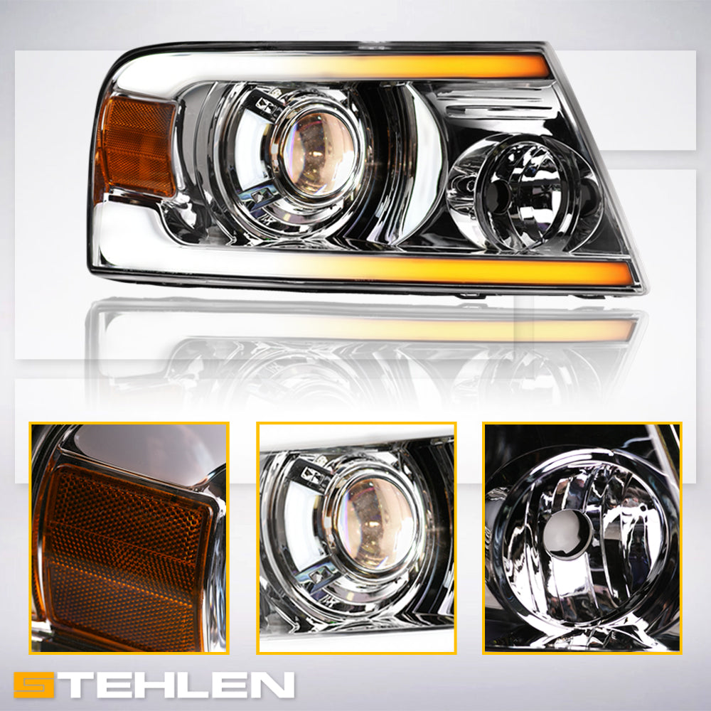 04-08 Ford F-150 Projector Headlights Sequential LED Chrome