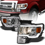 09-14 Ford F-150 Chrome LED Projector Headlights w/ Amber Light Bar