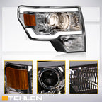 09-14 Ford F-150 Chrome LED Projector Headlights w/ Amber Light Bar